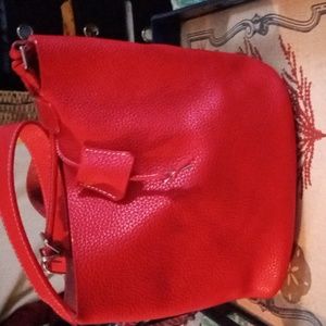 Beautiful bright red leather tote bag excellent condition